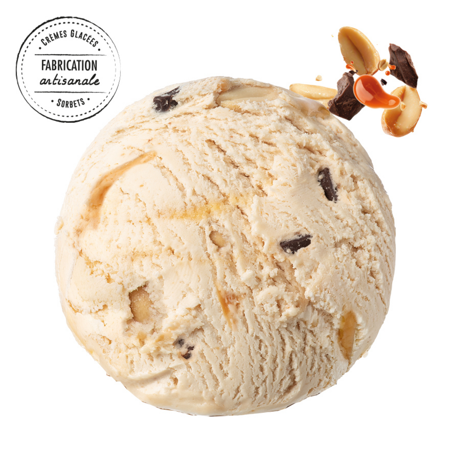 9ca69cf497c9ac7363e41846a09ae0c5ff476d69_Creme_glacee_caramel Crème glacée cacahuète chocolat et caramel 2,3 l - Imagen 1