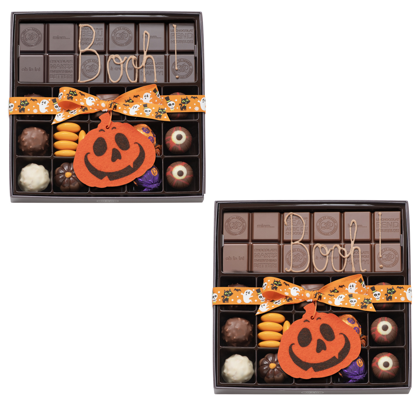 aa918cadb0e130c4d183e6ecdf3b3b677b996423_Boite15chocolatshalloweenettablette2025 Boite 15 chocolats d’Halloween et sa tablette de chocolat lait ou noir - Imagen 1